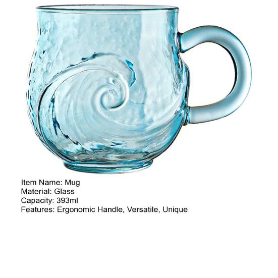 Hrnek se skleněnou vlnou při západu slunce Káva Čaj Víno Šálek 393ml Unikátní textura mořského skla Gradientní barva Sklenice na ledové nápoje Řemeslná domácí dekorace