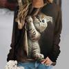 Fashion Cute Cat Sweatshirts Animal 3D Print Hoodies Women Casual Long Sleeve Y2k Hoodie Oversized Pullover Tops Female Clothing