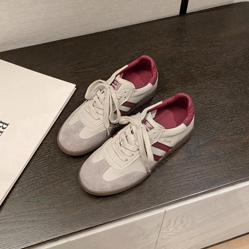 2025 New Retro Color Matching Round Head Lace-up Soft-soled German Training Shoes Women's Versatile Casual Height-increasing Forrest Gump Shoes Board