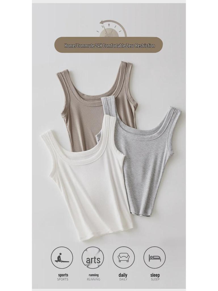 Square Neck Ribbed Tank Top for Women – Plus Size, Curvy, Racerback, Slimming Layer