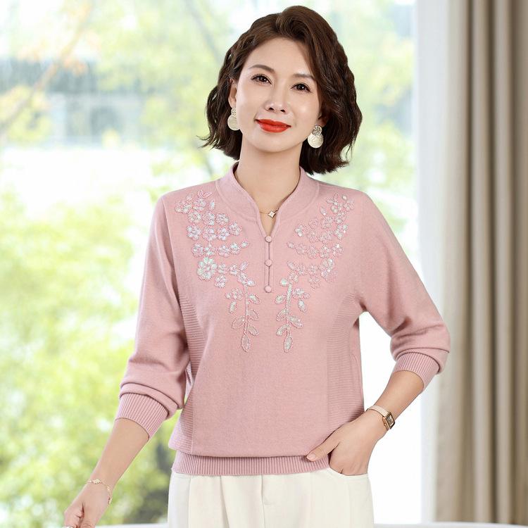 

Темпераментный топ для женщин среднего и пожилого возраста по знаку зодиака, одежда для мамы на осень, новый пуловер, красный свитер, модная благородная базовая рубашка 4XL