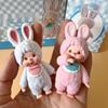 Animation Mengqiqi Rabbit Dress Up Flocking Dolls Standing Posture Handmade Cute Desktop Ornament Model Trendy Toys Surprise Gifts