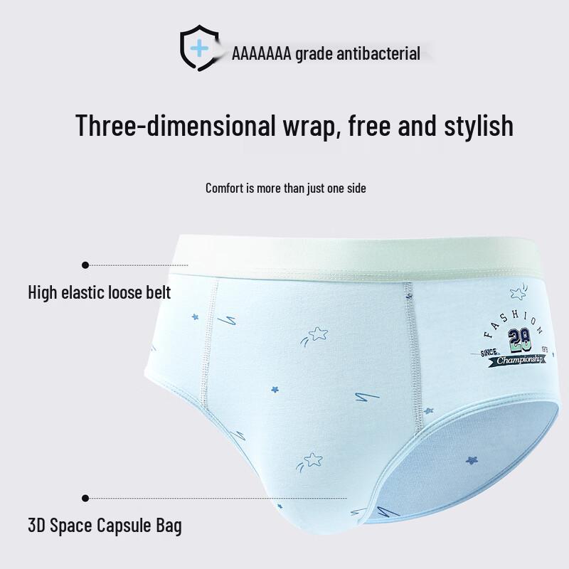 LANGSHA Teen Boys' 3-Pack Cotton Briefs