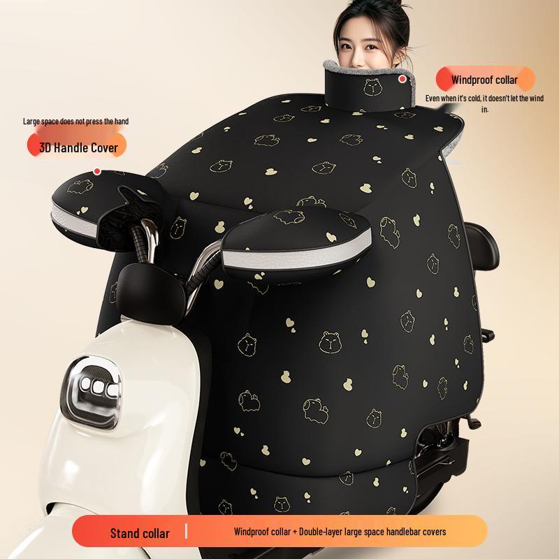 

2025 Winter Extra Thick Fleece-Lined Electric Vehicle Windshield Cover - Waterproof, Warm, & Battery-Compatible With Neck Guard