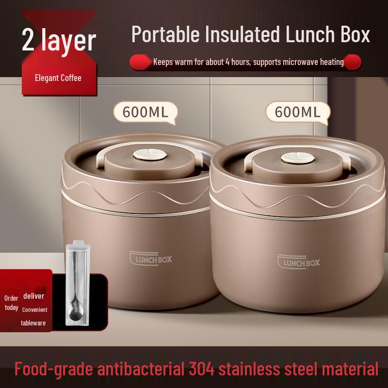 Extra Long Insulated Stainless Steel Bento Lunch Box - Microwaveable & Portable