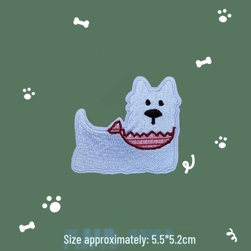 Self-Adhesive Cartoon Embroidered Puppy Fabric Patch for Clothes & Bags - DIY Decoration & Repair Applique