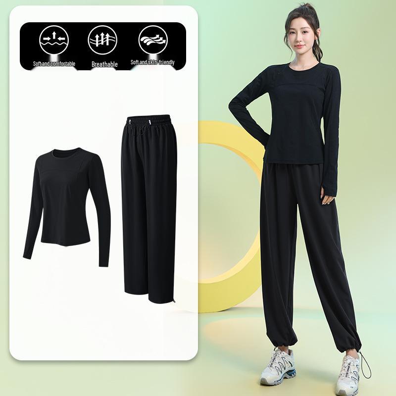 Women's Quick-Dry Slimming Sports Suit: Long Sleeve, Loose Fit for Running & Fitness