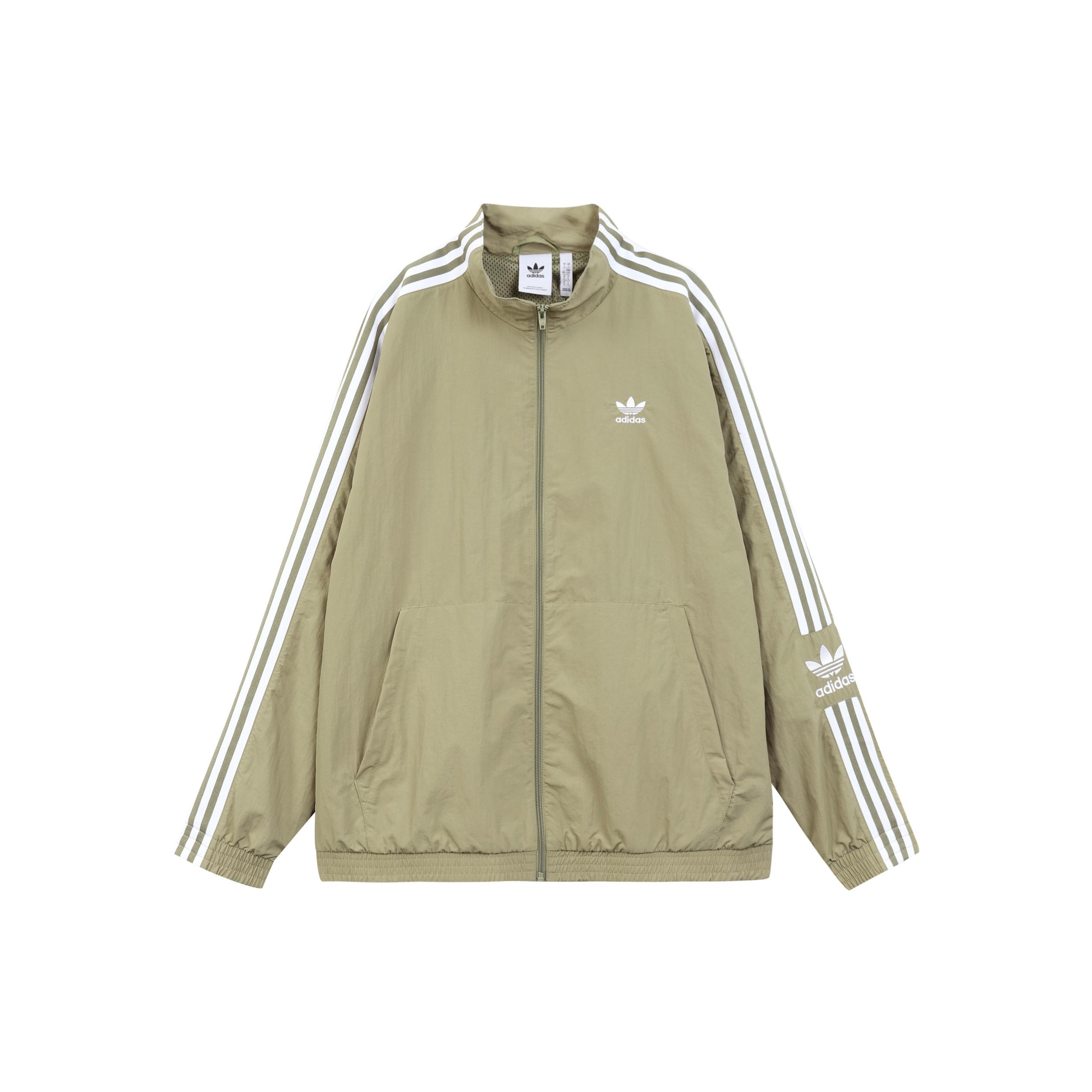 Men s adidas originals Logo Small Logo Zipper Stand Collar Stripe Sports Jacket Brown H41390 XXL