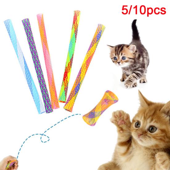 5/10Pcs Pet Cat Kitten Spring Teaser Flexible Interactive Play Scratch Chew Toy