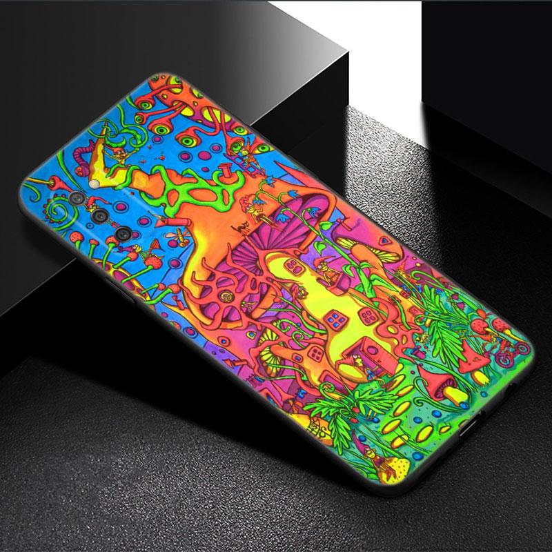 Aesthetic Trippy Mushrooms Phone Case For Samsung Galaxy A01 A03 Core A04 E A02 A05 A10 A20 A21 A30 A50 S A6 A8 + A7 Black Cover