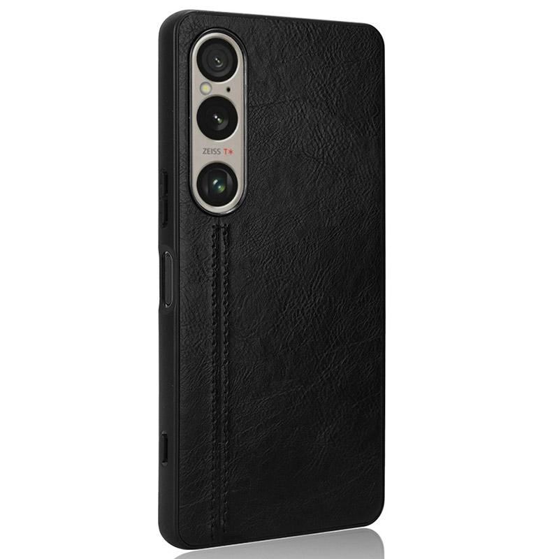

For Sony Xperia 1 VI Case Slim Leather+TPU+PC Stitching Line Phone Cover Red