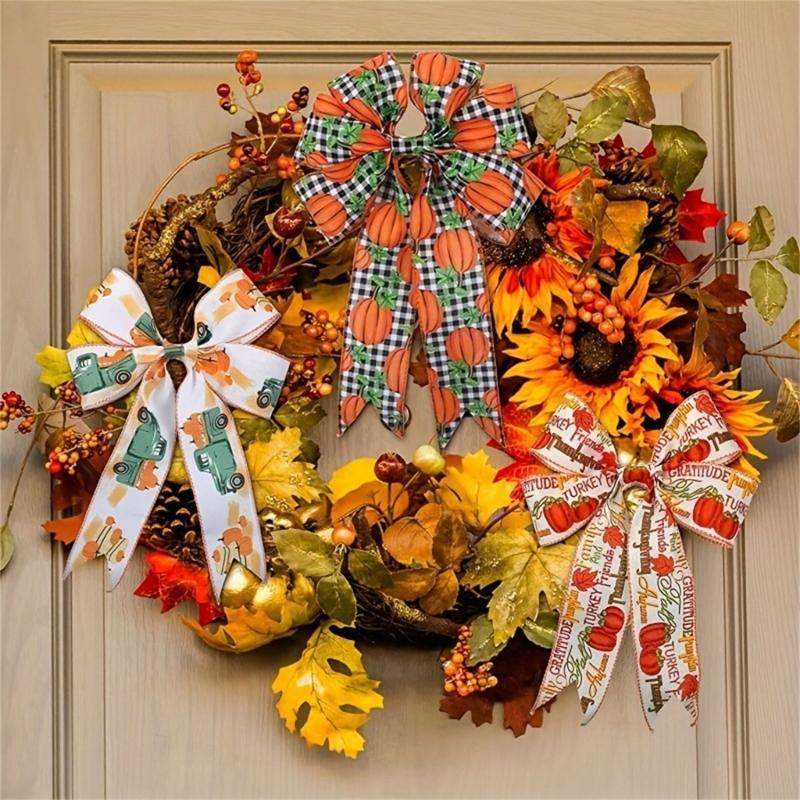 Thanksgiving 5 Yards Pumpkin Orange Ribbon for Crafting and Gift Wrapping Fall Harvest Polyester Ribbons