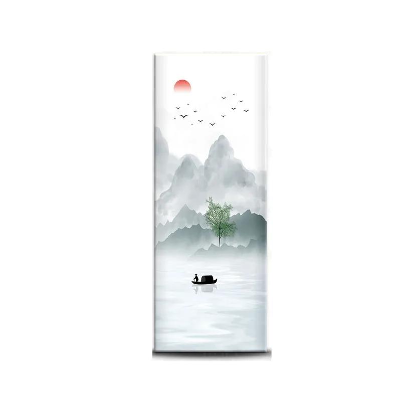 Chinese Style Refrigerator Door Sticker Self Adhesive Waterproof 3D Wallpaper Fridge Door Wrap Mural Cover Home Kitchen Decor