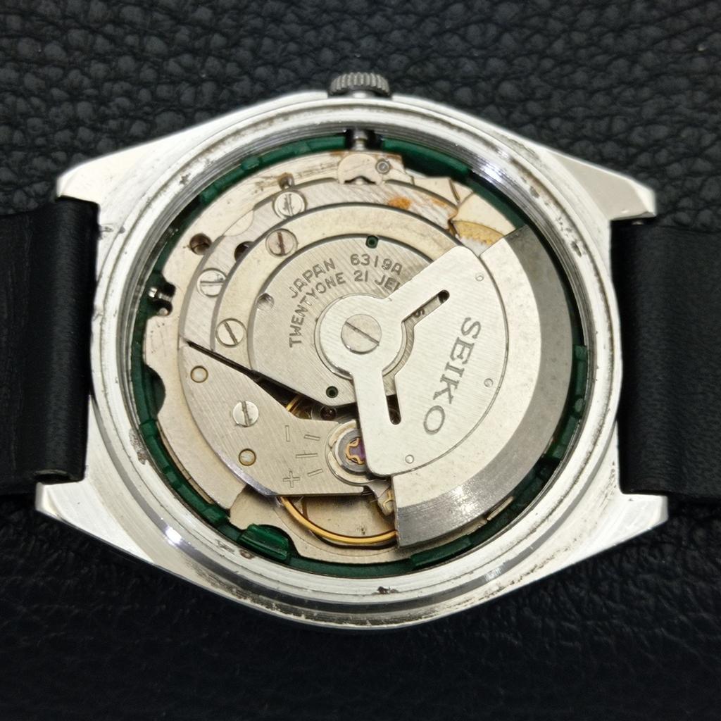 SEIKO 5 AUTOMATIC VINTAGE JAPAN 6319A MENS ARABIC BLACK DIAL WATCH a701317-5 R206a-a701317