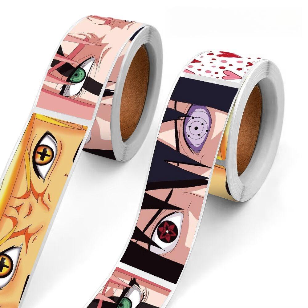 120PCS Naruto Cartoon Cute Character Seal Sticker anime Super Cool Peripheral Illustration Roll Sticker Material diy