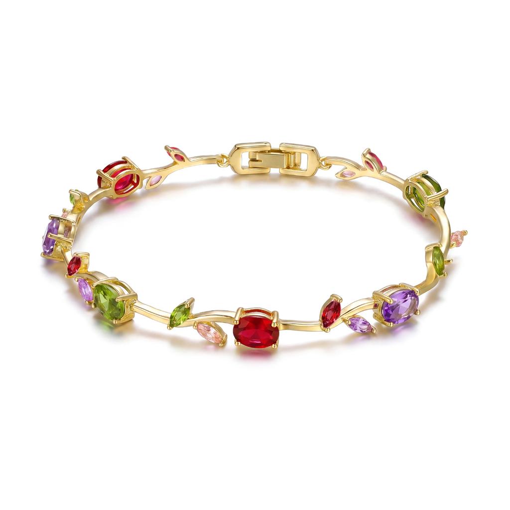 Stainless Steel Charm Cherry Bracelet for Women Bohemian Colorful Fruit Metal Chain Bracelets Party Holiday Wrist Jewelry