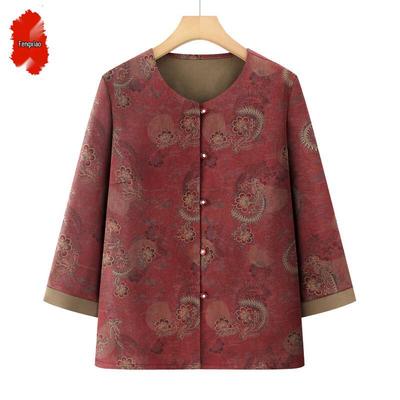 Women's Chinese Style Floral Half-Sleeve Cardigan Top