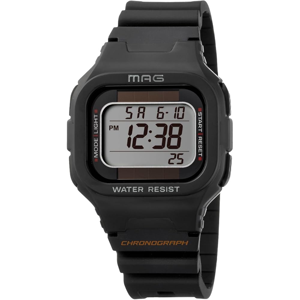 MAG Digital Solar Dual Power Waterproof Watch Black 30mm for Kids with Rubber Strap