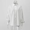 Blusa da Donna Vintage Elegante con Maniche a Bolle e Scollo a V Top Casual per il Lavoro