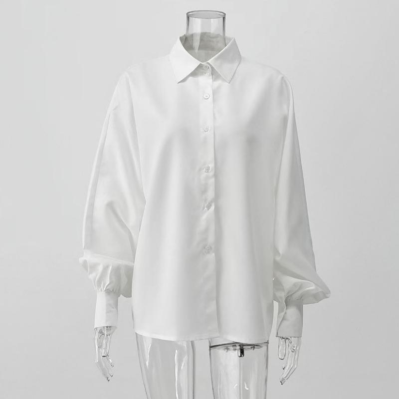 Blusa da Donna Vintage Elegante con Maniche a Bolle e Scollo a V Top Casual per il Lavoro