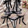New Butterfly Embroidery Suspender Transparent Mesh Yarn Seductive Girl Sex Suit