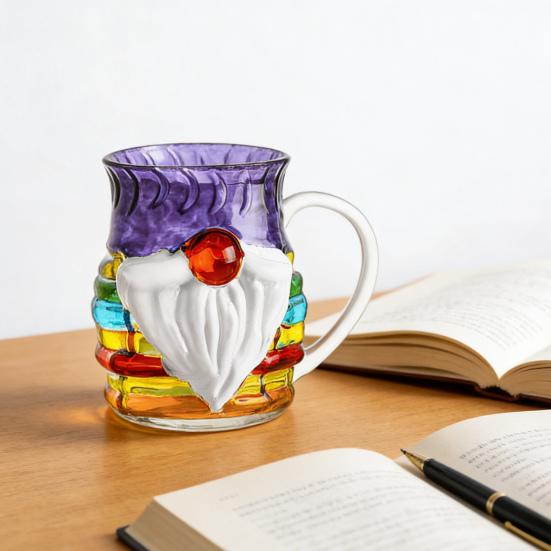 Artistic Book Stack Glass Coffee Mug Large Capacity Clear Glass Floating Effect Book Lover Gift Mug with Ergonomic Handle