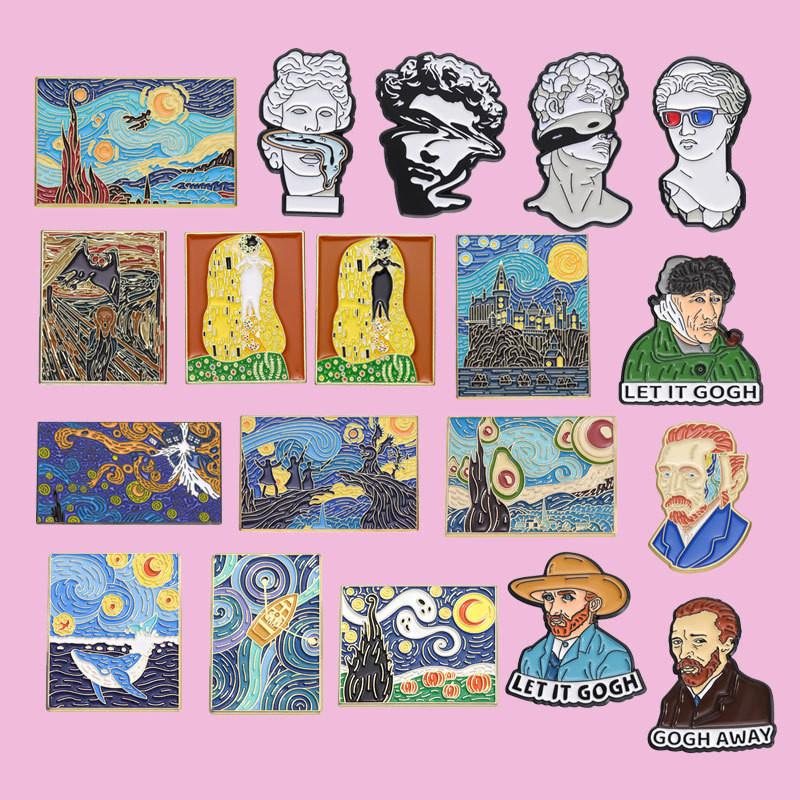 Badge Stylish Metal Brooches With Creative Character Sculptures And Colorful Artistic Finishes For Trendy Lovers Fashion