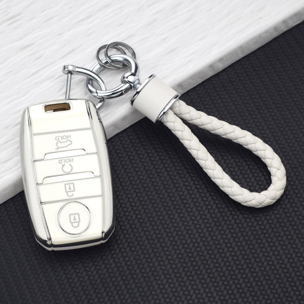 4 Buttons Premium TPU Car Key Fob Cover Protective Shell For Kia K3S KX5 KX3 Cerato Ceed Rio Optima Sorento Niro Soul Key Chains