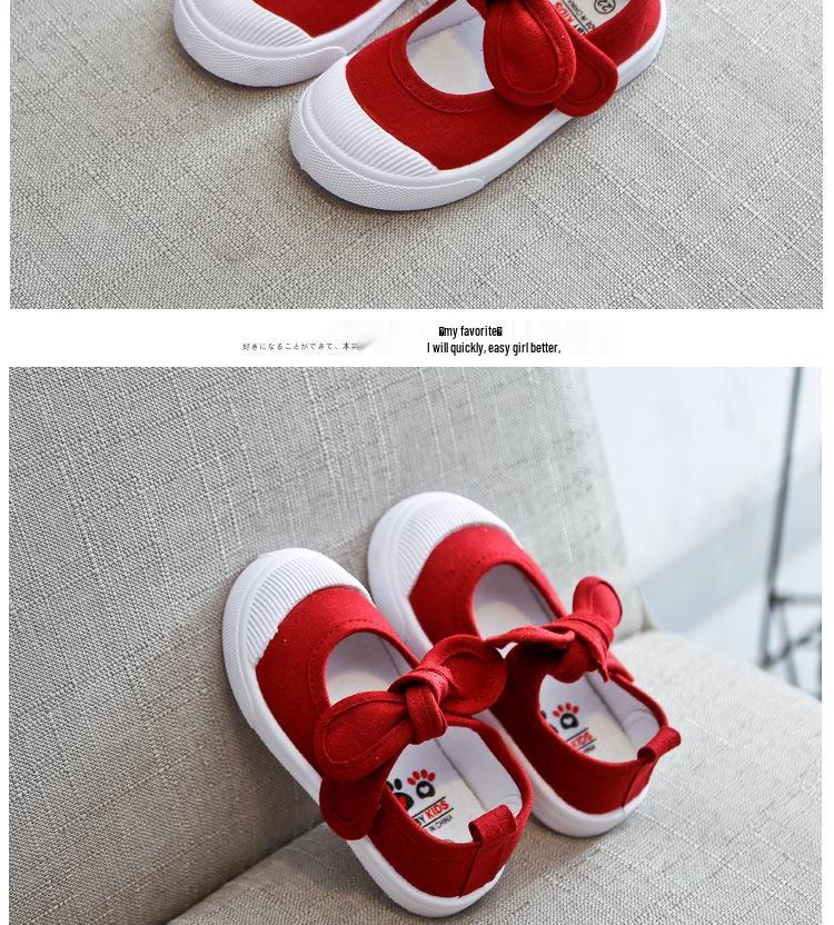 Korean Style Girls' Princess Canvas Velcro Shoes - Soft Sole for Spring & Autumn