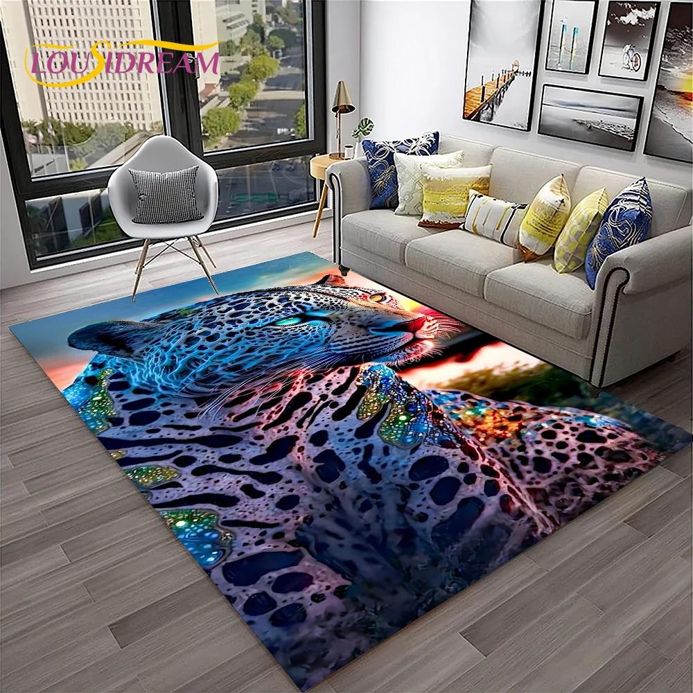 Leopard Cheetah Animals Cartoon Carpet Rug for Home Living Room Bedroom Sofa Doormat Decor,Kid Play Area Rug Non-slip Floor Mat
