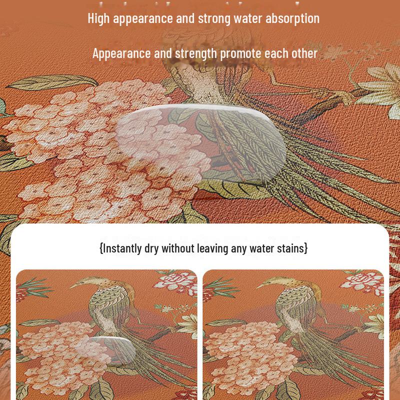 Classical Chinese Diatom Mud Kitchen Countertop Mat - Absorbent Non-Slip Table Protector