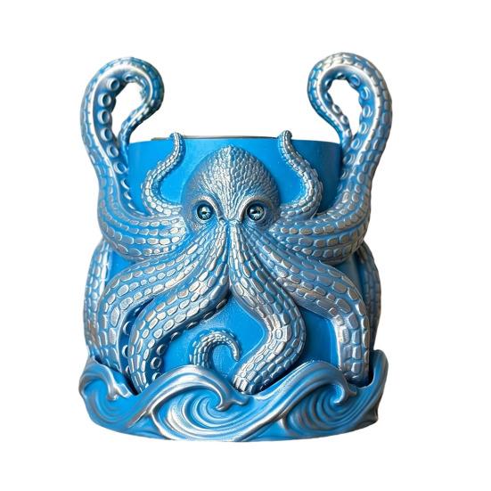 Elegant Garden Flower Pot 3D Printed Octopus Planter with Tray, Creative Succulents Pot, Weather-Resistant Pla Material Container Planting Container,