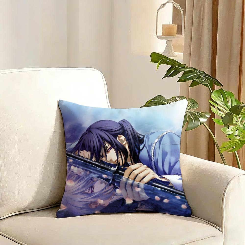 Anime Hakuoki game Cushion Cover Reversible Plush Pillow Cover Soft Fluffy Home Decor for Sofa Bedroom