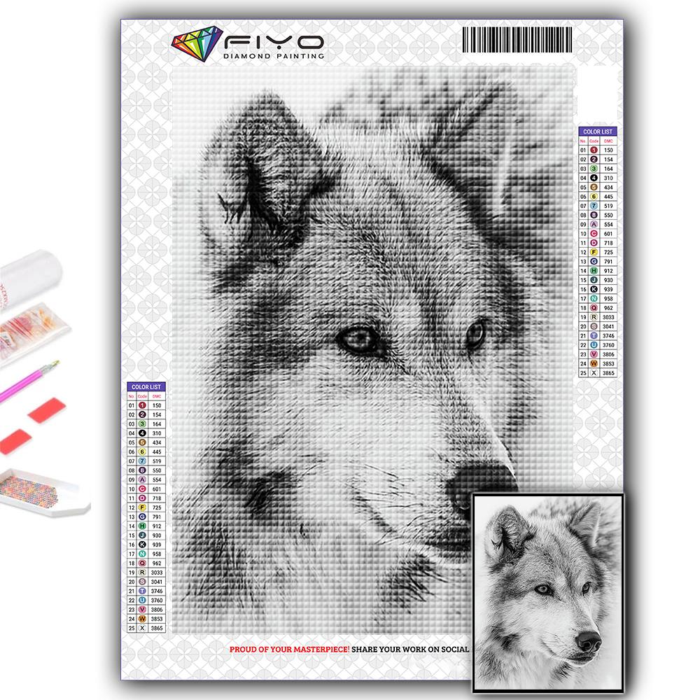 Popular 5D Diy Cross Stitch Animal Wolf Painting Full Drill Cross-Stitch Crafts Kit Wall Sticker Home Decor