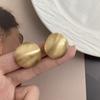 High-End Gold Brushed Texture Round Stud Earrings Women'S Fashion Commuter Geometric Earrings Cold Wind Simple Earrings