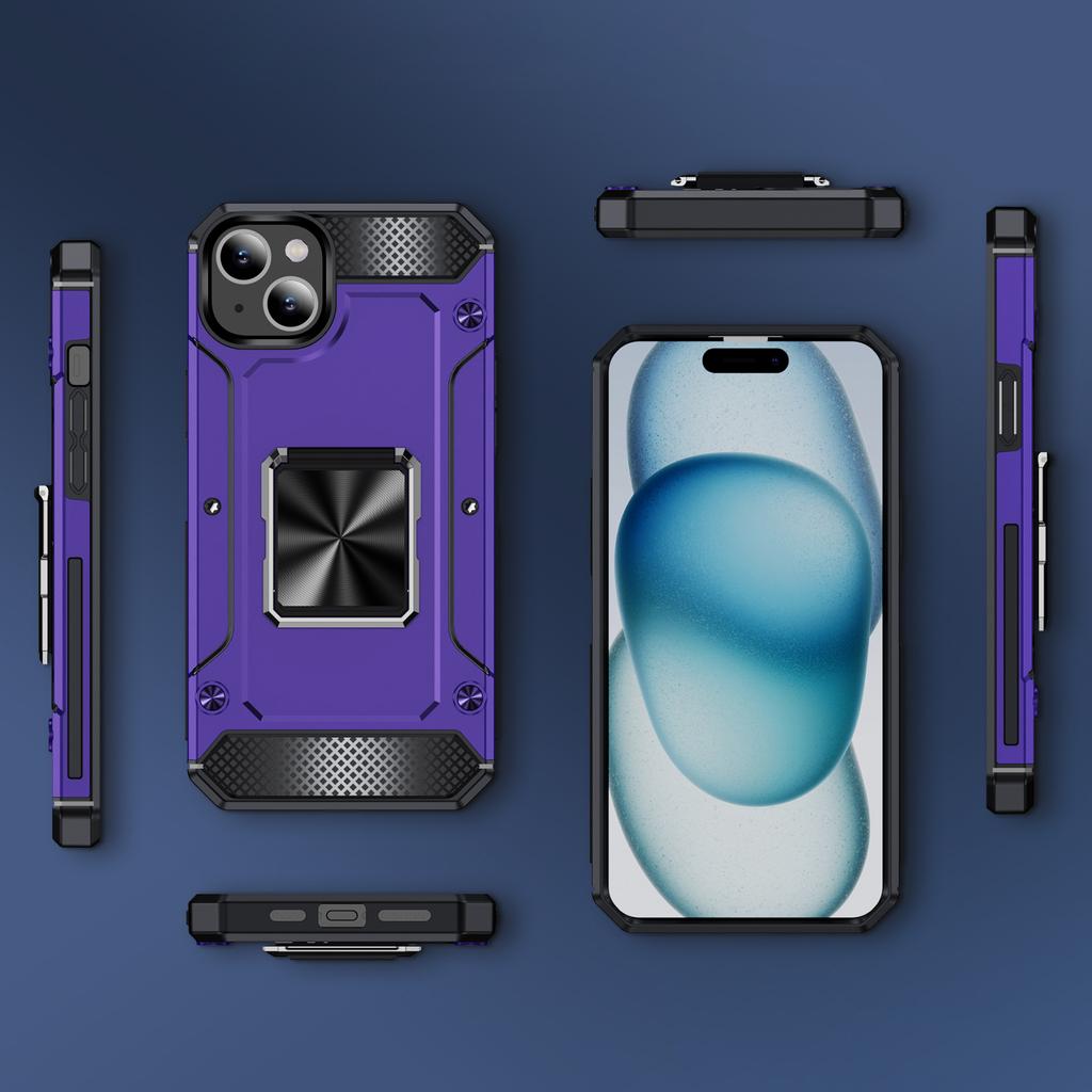 Pro iPhone 15 Pouzdro Držák Prstenu PC+TPU Rohové Tlumení Kryt Telefonu