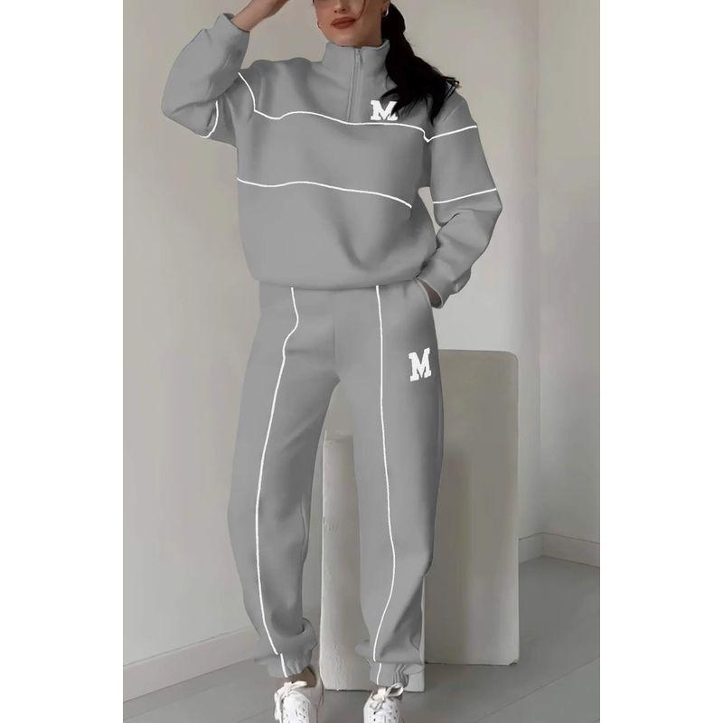 Casual Sports Suit Autumn and Winter New Women's Sweater Letter Print Long sleeve Trousers Blazer Set