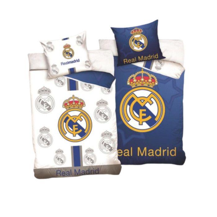 Real Madrid Reversible Duvet Cover 140x200 Cm - Cotton - Single - Color:Blue Size:One Size - Blue