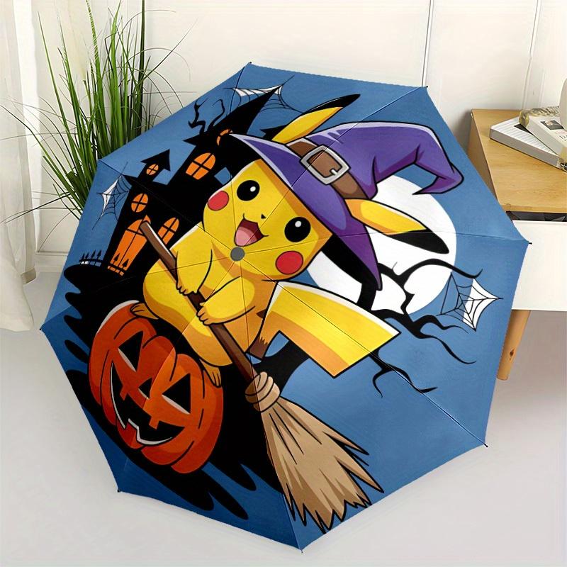 1pc Halloween Pikachu Automatic Umbrella with Folding feature - Compact Travel Umbrella, Perfect Gift for Birthday, Christmas, 064