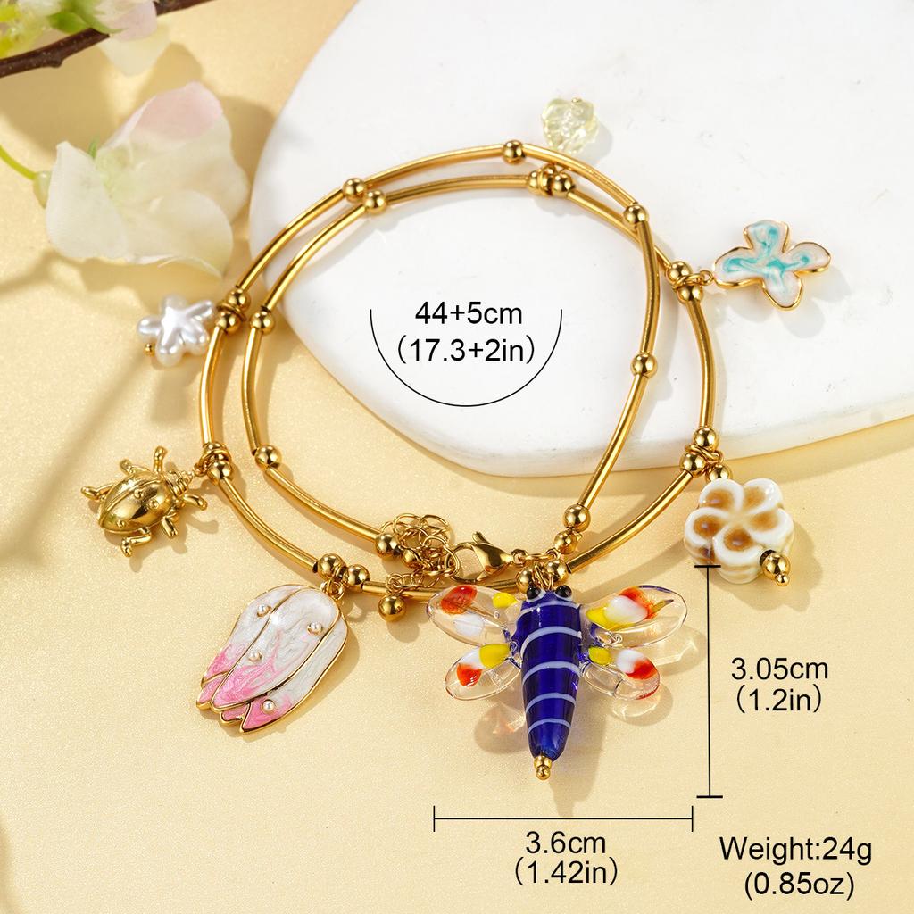 European and American stainless steel flower butterfly bracelet fashion summer beach wind shell conch niche necklace jewelry