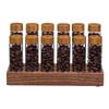 Elegant Wood Glass Coffee Bean Rack Stylish 12 Unit Coffee Bean Presentation Rack with Long and Short Glass Tube