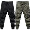Men's Tactical Cargo Jogger Pants - Military Green, Outdoor Casual for Spring & Autumn Hiking