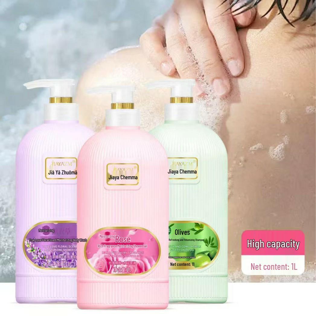 Jiayazhuoma Rose & Lavender Shower Gel, 1L - Oil Control & 24-Hour Long-Lasting Fragrance. Rich Aroma Moisturizing Shower Gel 1L (Red)