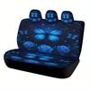 Blue Butterfly Roses Designed Car Seat Cover Set For Most Cars, High-quality Comfortable Car Seat Protector Covers Full Set, Uni