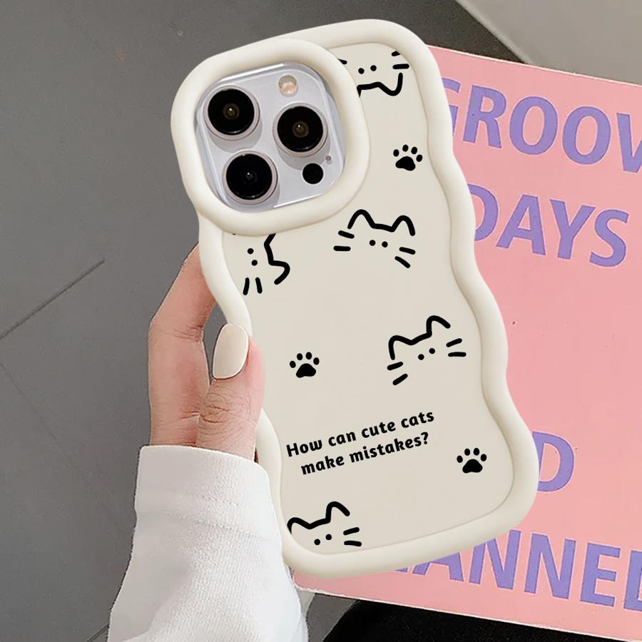 Cute Kitten Paw Prints Case for iPhone 16 Pro Max 14 XR 8 11 13 17 Air 12 15 Plus Soft Phone Cover