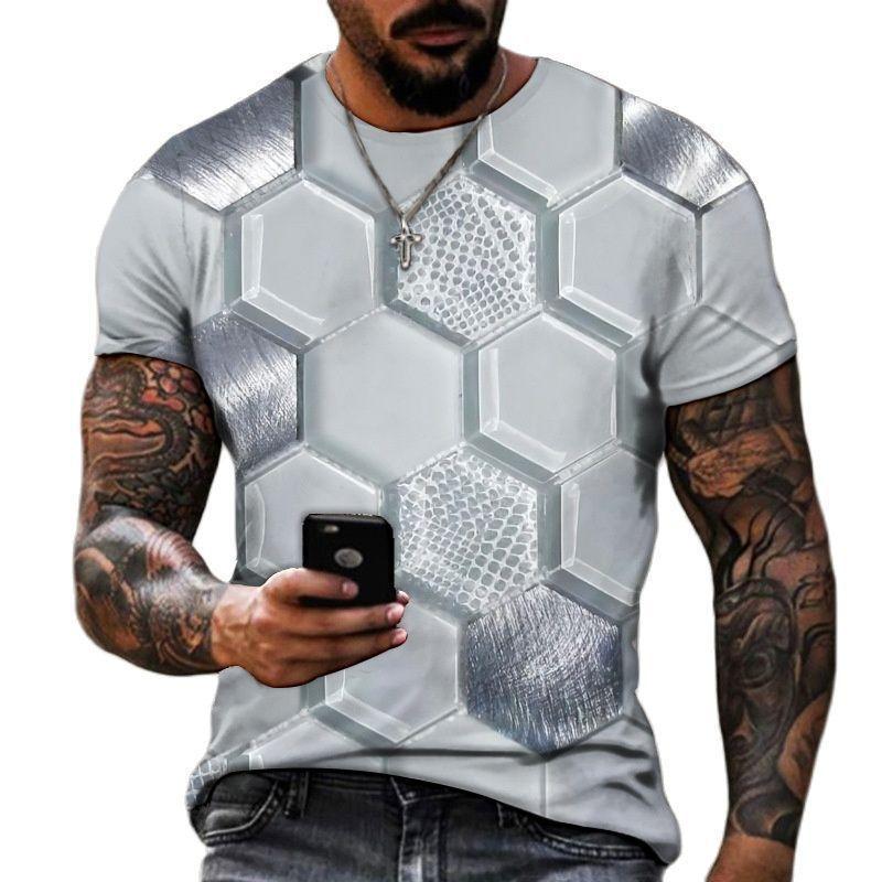 3D Men's T-shirt Fashionable Round Neck Short Sleeved Top Summer New Men's Top