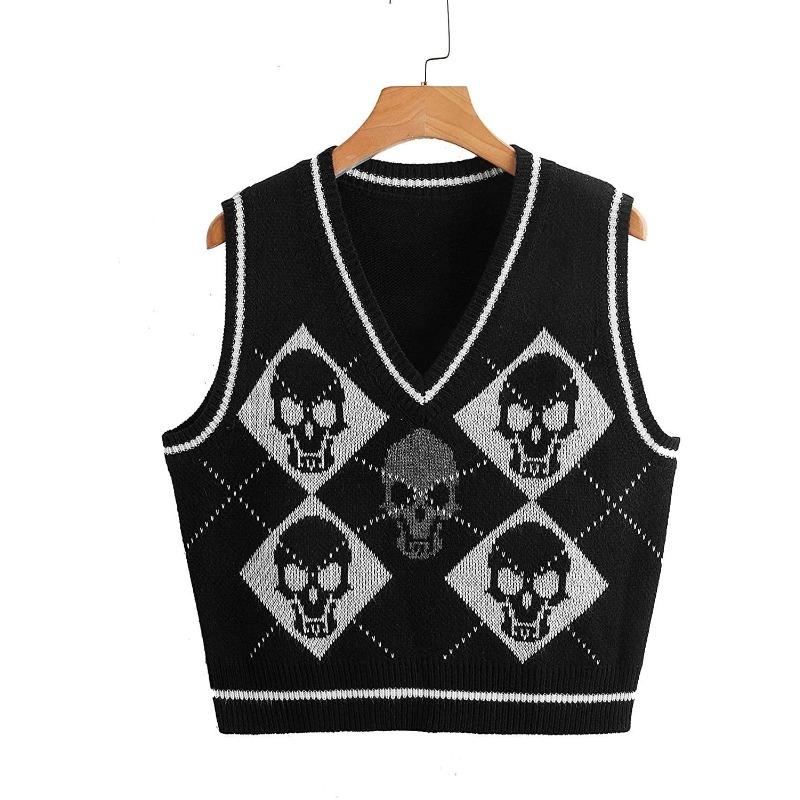 VEZFAA Women's Fashion Casual Summer Spring Sleeveless V-Neck Sweaters