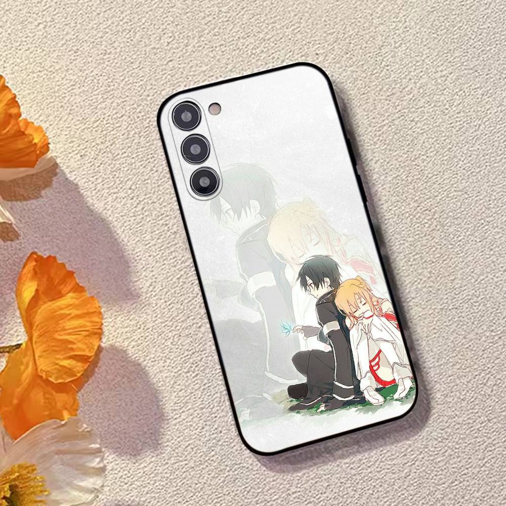 Sword Art Online kirito and asuna Phone Case Black Silicone Soft For Samsung Galaxy A73,A72,A71,A70,A53,A52,A51