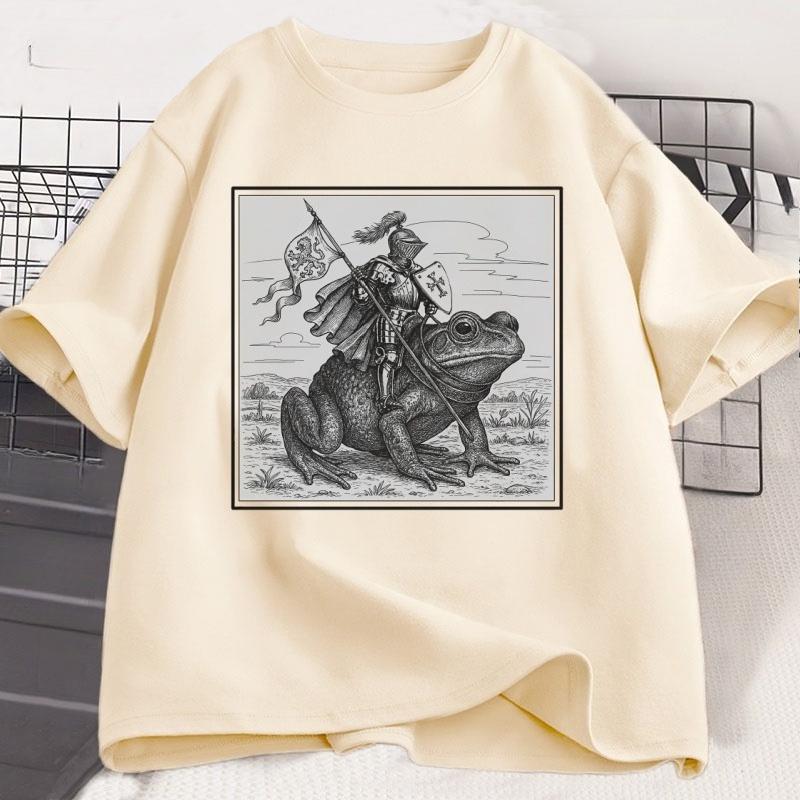 Vintage Medieval Knight T Shirt Funny Frog Knight Rider Tshirt Fashion Cotton Crew Neck Shortsleeved Top Unisex WOMEN Clothes
