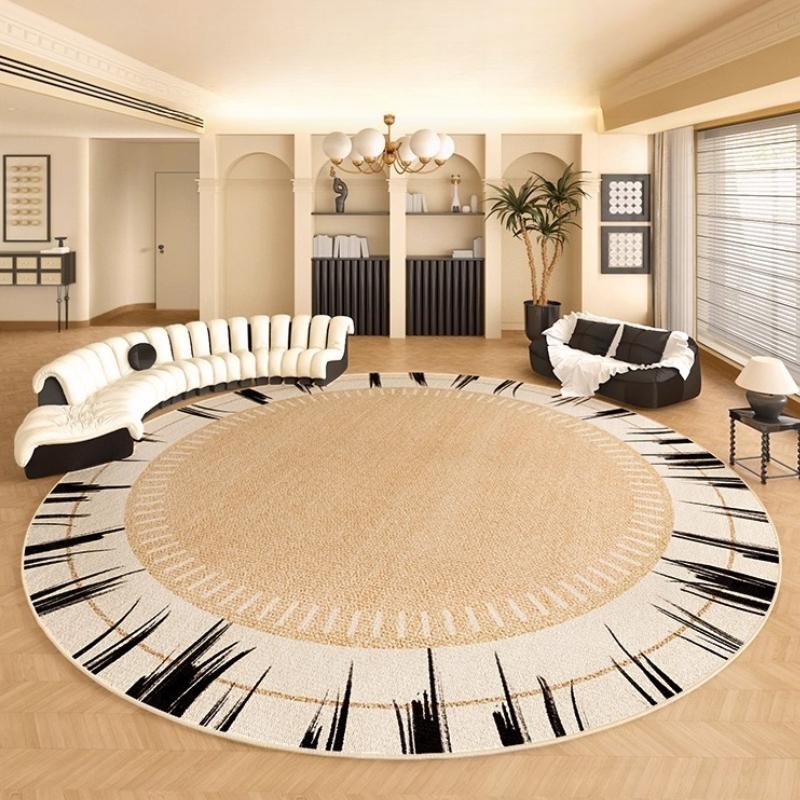 Light Luxury Carpets for Living Room Thick Plush Study Floor Mat Cream Style Bedroom Decor Round Carpet Fluffy Soft Bedside Rug
